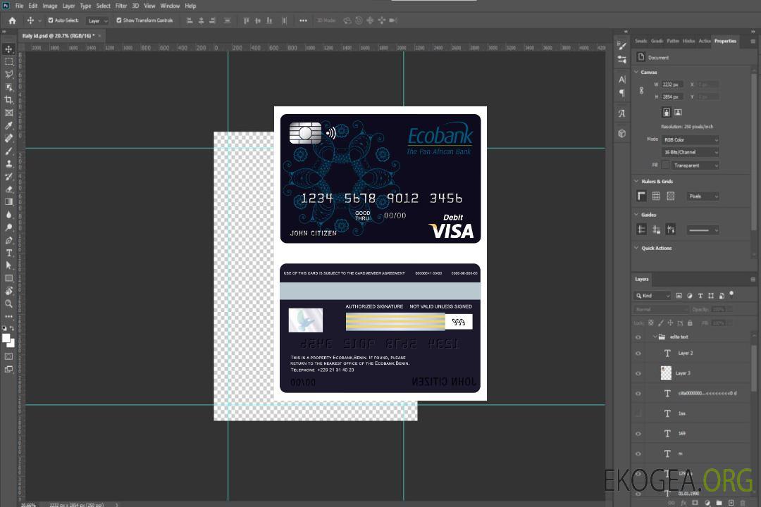 Carte visa Bénin Ecobank template Carte visa Bénin Ecobank template
